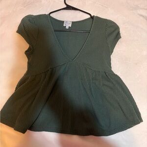 Francesca's Collections Olive Ribbed Top